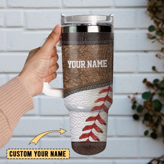 Baseball Leather Glove Sport Custom Stanley Quencher 40Oz Stainless Steel Tumbler With Handle - Image 2