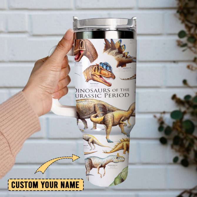 Dinosaur Jurassic Park Artwork Custom Stanley Quencher 40Oz Stainless Steel Tumbler With Handle - Image 2