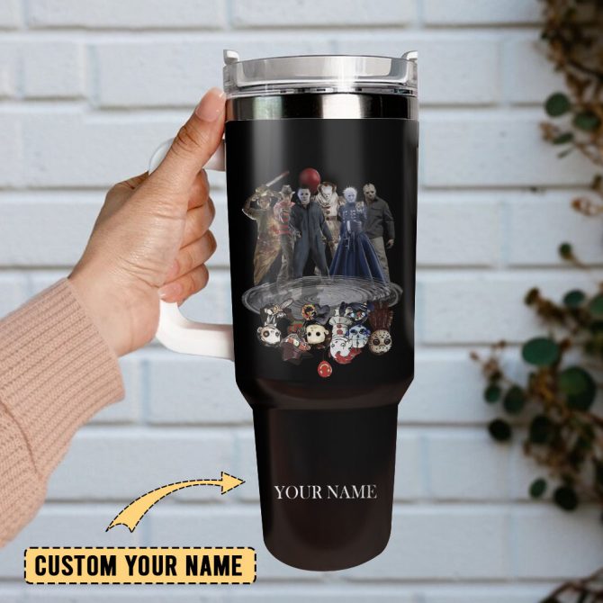 Horror Movie Characters Film Custom Stanley Quencher 40Oz Stainless Steel Tumbler With Handle - Image 2
