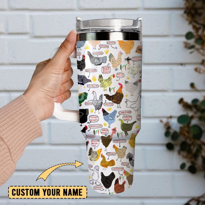 Cock Art Custom Stanley Quencher 40Oz Stainless Steel Tumbler With Handle - Image 2