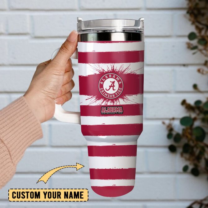 Alabama Crimson Tide Football Nfl Sport Custom Stanley Quencher 40Oz Stainless Steel Tumbler With Handle - Image 2