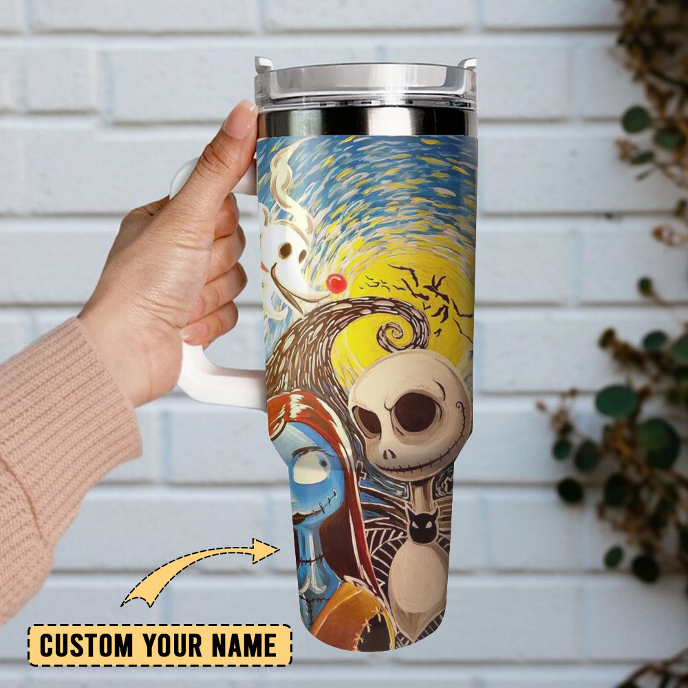 The Nightmare Before Christmas Movie Custom Stanley Quencher 40Oz Stainless Steel Tumbler With Handle - Image 2