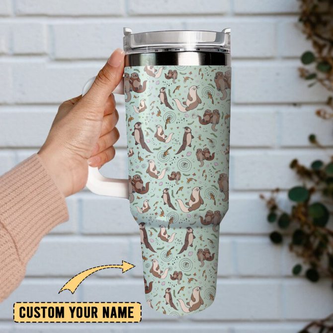 Cute Animal Artwork Custom Stanley Quencher 40Oz Stainless Steel Tumbler With Handle - Image 2