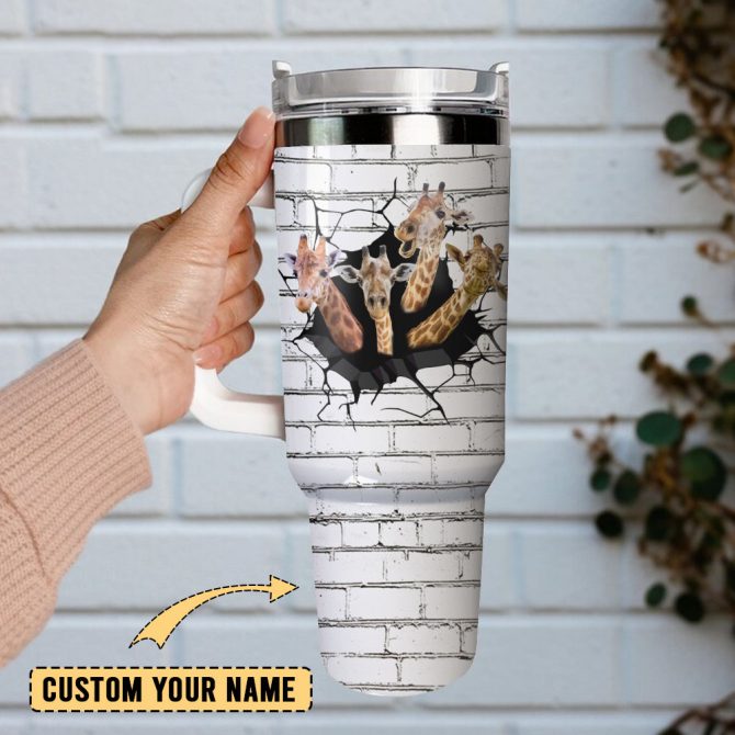 Giraffe Artwork Custom Stanley Quencher 40Oz Stainless Steel Tumbler With Handle - Image 2