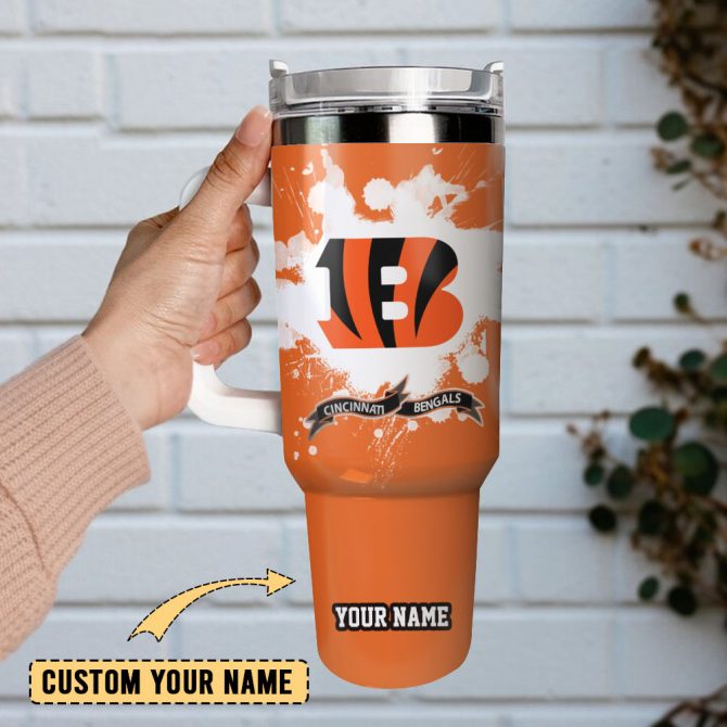 Cincinnati Bengals Football Nfl Sport Custom Stanley Quencher 40Oz Stainless Steel Tumbler With Handle - Image 2
