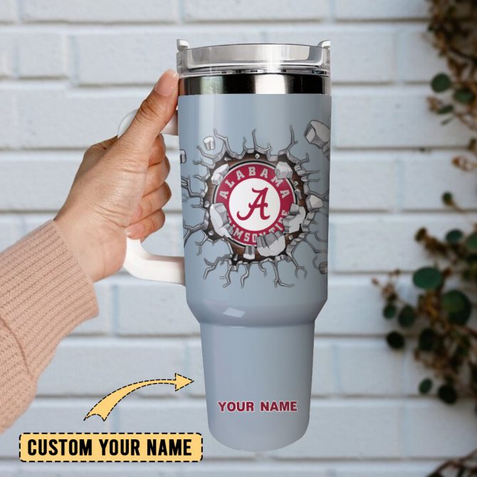 Alabama Crimson Tide Football Ncaa Sport Custom Stanley Quencher 40Oz Stainless Steel Tumbler With Handle - Image 2