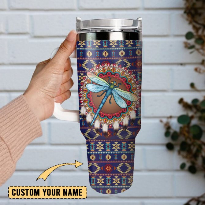 Dragonfly Art Custom Stanley Quencher 40Oz Stainless Steel Tumbler With Handle - Image 2