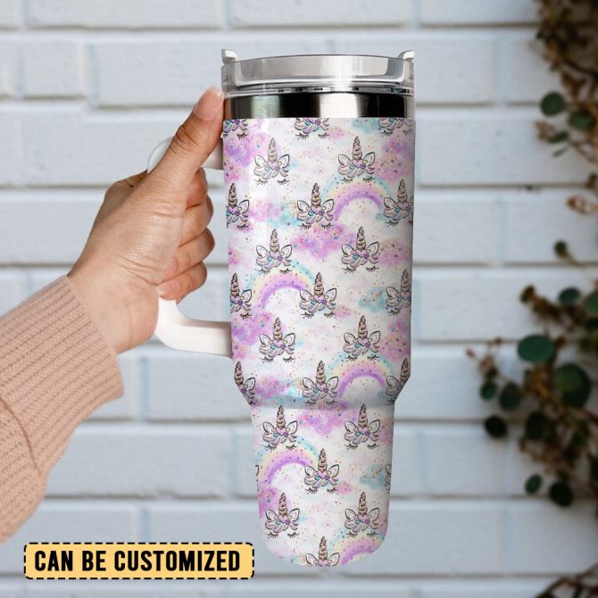 Colorful Unicorn Custom Stanley Quencher 40Oz Stainless Steel Tumbler With Handle - Image 2