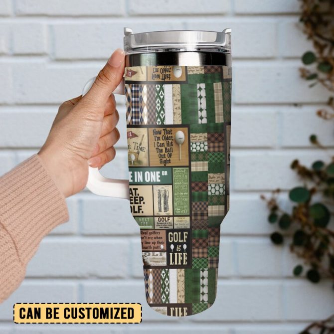 Golf Eat Sleep Custom Stanley Quencher 40Oz Stainless Steel Tumbler With Handle - Image 2