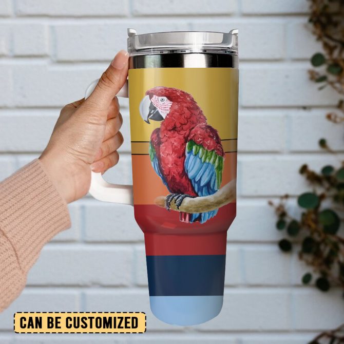 Color Parrot Custom Stanley Quencher 40Oz Stainless Steel Tumbler With Handle - Image 2