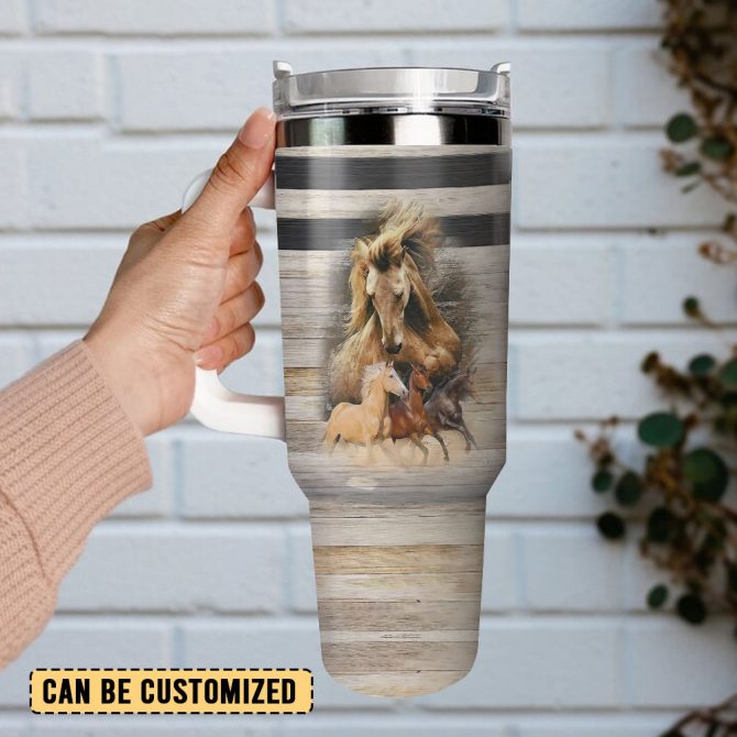 Horse Art Custom Stanley Quencher 40Oz Stainless Steel Tumbler With Handle - Image 2