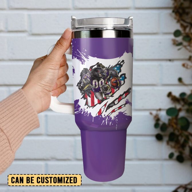 Baltimore Ravens Football Nfl Custom Stanley Quencher 40Oz Stainless Steel Tumbler With Handle - Image 2