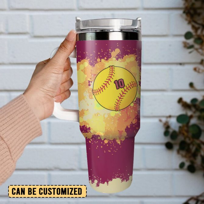 Baseball Artwork Custom Stanley Quencher 40Oz Stainless Steel Tumbler With Handle - Image 2