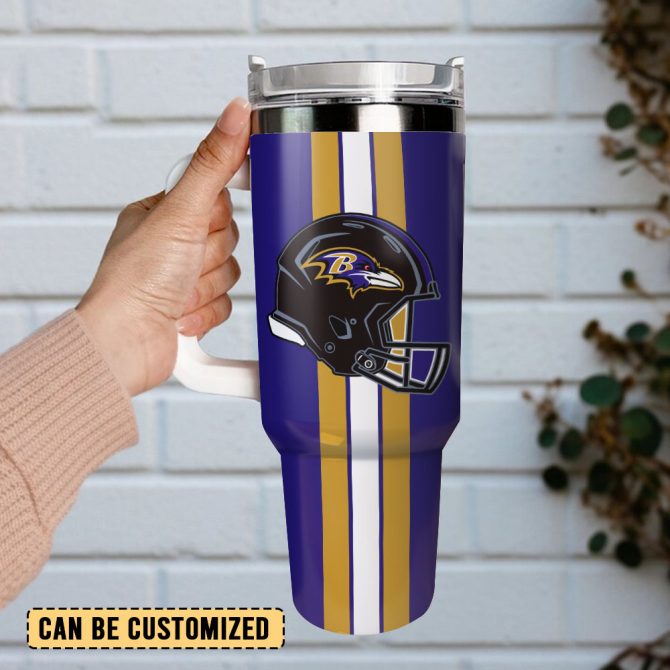 Baltimore Ravens Football Nfl Custom Stanley Quencher 40Oz Stainless Steel Tumbler With Handle - Image 2