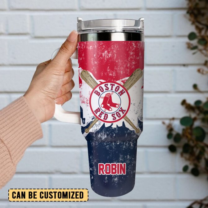 Boston Red Sox Baseball Mlb Custom Stanley Quencher 40Oz Stainless Steel Tumbler With Handle - Image 2