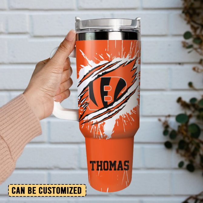 Cincinnati Bengals Football Nfl Custom Stanley Quencher 40Oz Stainless Steel Tumbler With Handle - Image 2