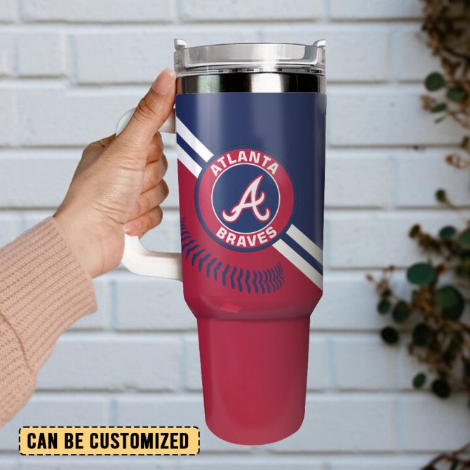 Atlanta Braves Baseball Mlb Sport Custom Stanley Quencher 40Oz Stainless Steel Tumbler With Handle - Image 2