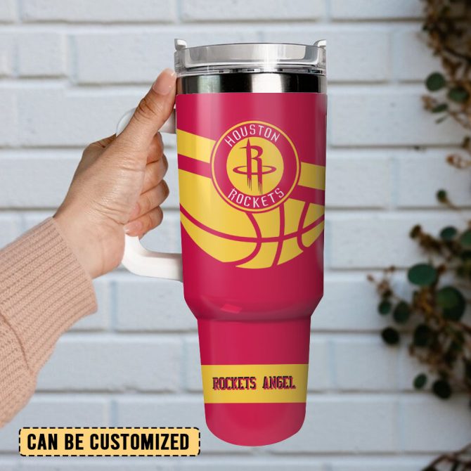 Houston Rockets Basketball Nba Sport Custom Stanley Quencher 40Oz Stainless Steel Tumbler With Handle - Image 2