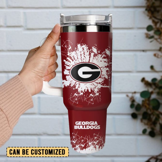 Georgia Bulldogs Football Ncaa Sport Custom Stanley Quencher 40Oz Stainless Steel Tumbler With Handle - Image 2