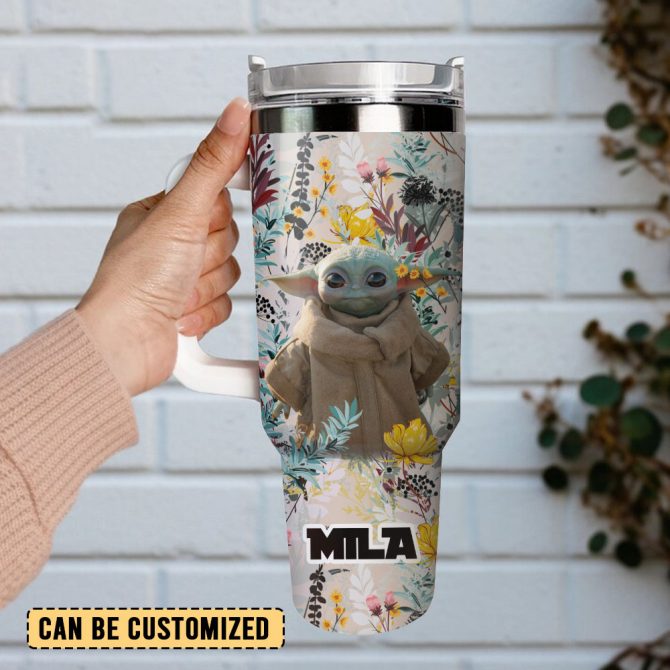 Baby Yoda Star War Movie Custom Stanley Quencher 40Oz Stainless Steel Tumbler With Handle - Image 2