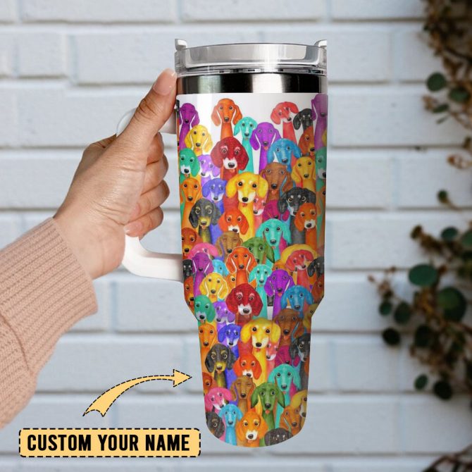 Dog Artwork Custom Stanley Quencher 40Oz Stainless Steel Tumbler With Handle - Image 2
