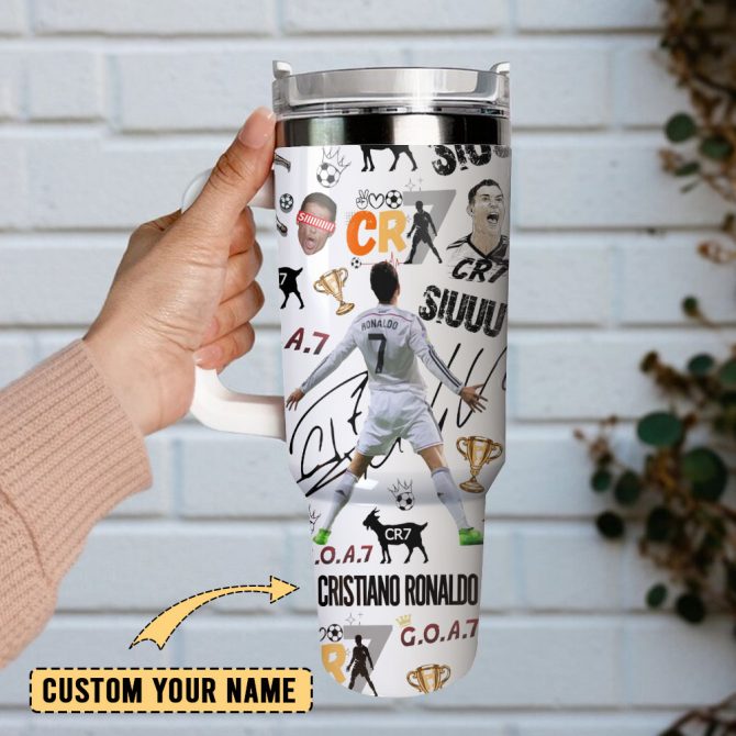 Cr7 Ronaldo Soccer Custom Stanley Quencher 40Oz Stainless Steel Tumbler With Handle - Image 5
