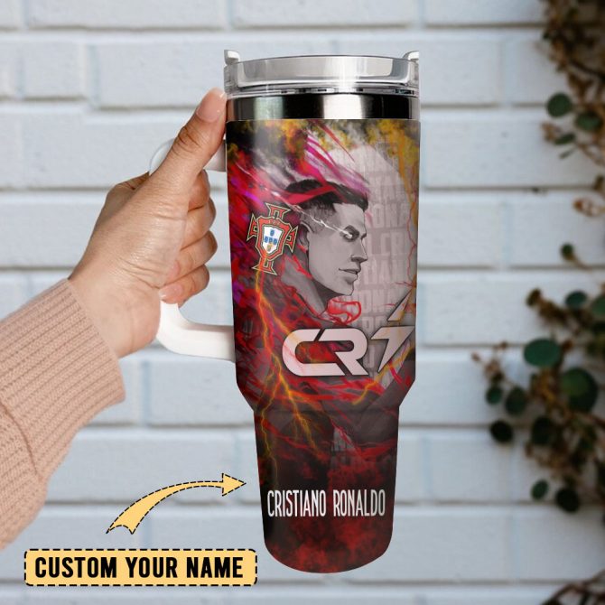 Cr7 Ronaldo Soccer Custom Stanley Quencher 40Oz Stainless Steel Tumbler With Handle - Image 5
