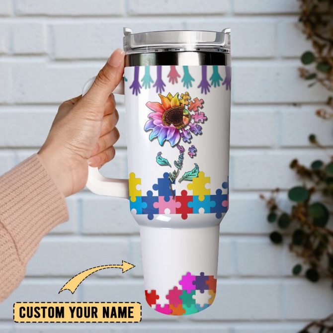 Flower Art Custom Stanley Quencher 40Oz Stainless Steel Tumbler With Handle - Image 2