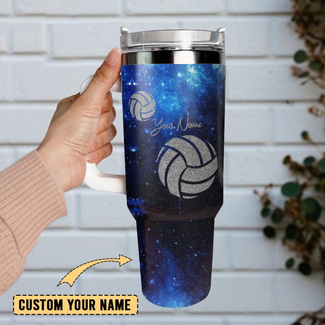 Galaxy Volleyball Custom Stanley Quencher 40Oz Stainless Steel Tumbler With Handle - Image 2