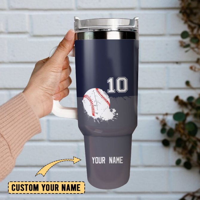 Baseball Custom Stanley Quencher 40Oz Stainless Steel Tumbler With Handle - Image 2