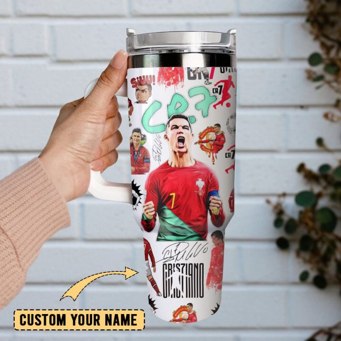 Cr7 Ronaldo Soccer Custom Stanley Quencher 40Oz Stainless Steel Tumbler With Handle - Image 5