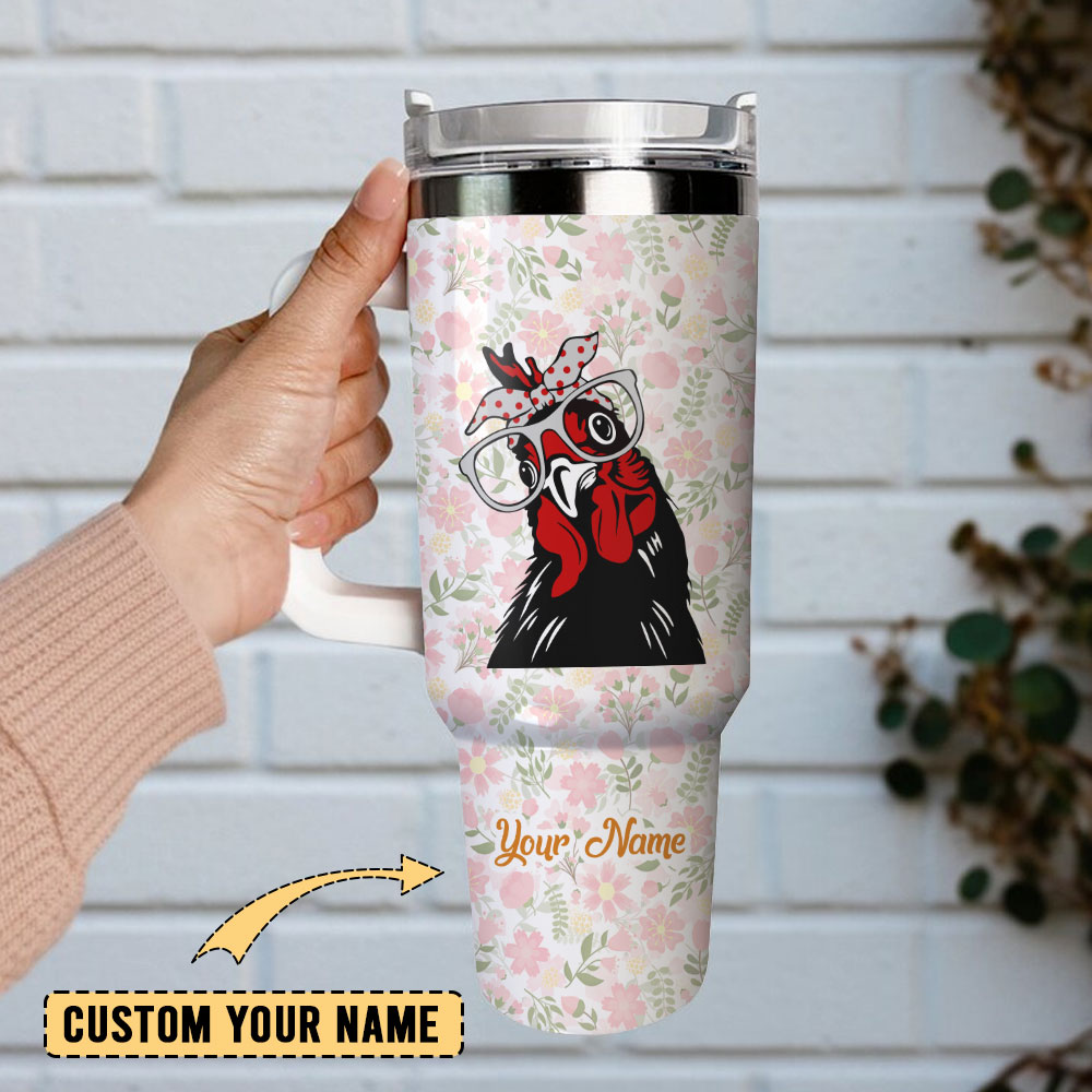 Yes I Am The Crazy Chicken Lady Custom Stanley Quencher 40Oz Stainless Steel Tumbler With Handle - Image 2