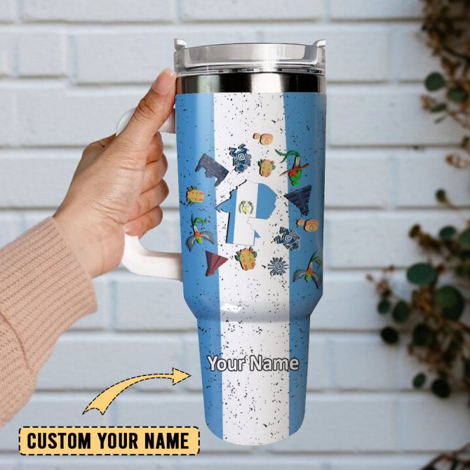 Argentina Flag Symbolcustom Stanley Quencher 40Oz Stainless Steel Tumbler With Handle - Image 2