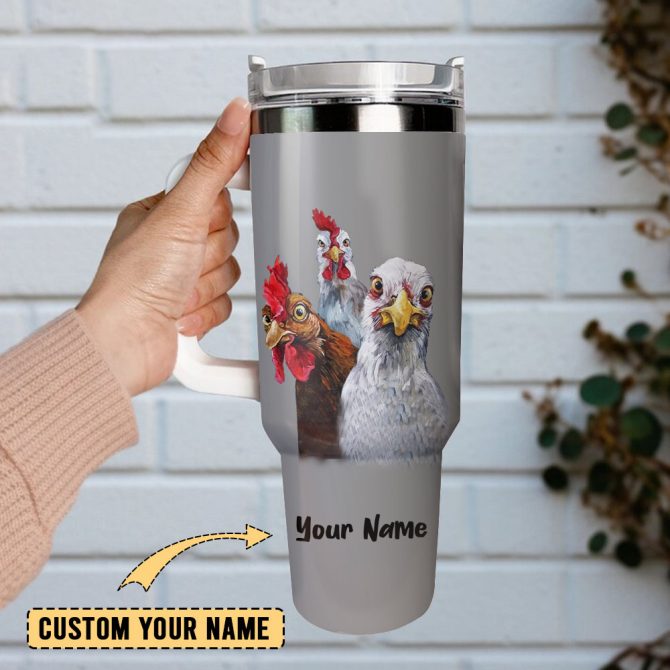 Chickens Custom Stanley Quencher 40Oz Stainless Steel Tumbler With Handle - Image 2