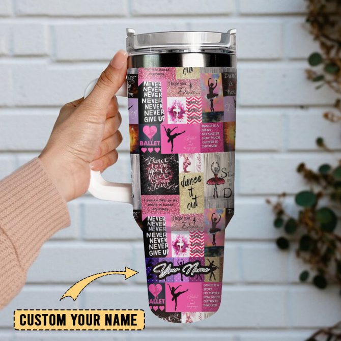 Ballet Dance To The Moon Custom Stanley Quencher 40Oz Stainless Steel Tumbler With Handle - Image 2
