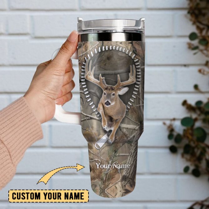 Deer Hunter Animal Custom Stanley Quencher 40Oz Stainless Steel Tumbler With Handle - Image 2