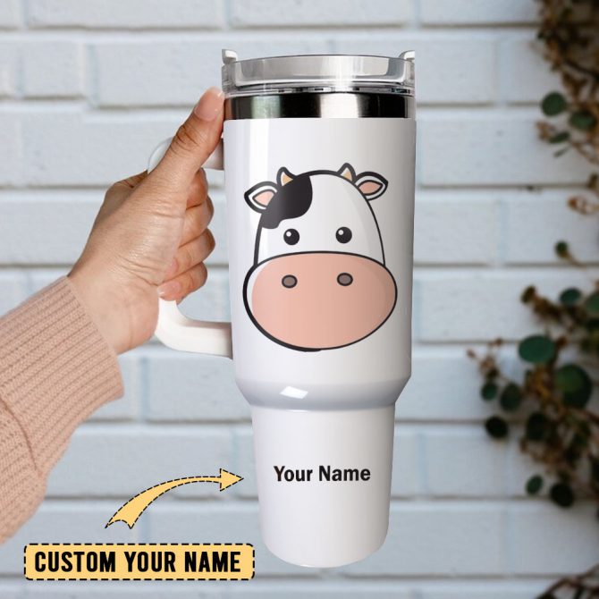 Dairy Cow Animal Custom Stanley Quencher 40Oz Stainless Steel Tumbler With Handle - Image 2