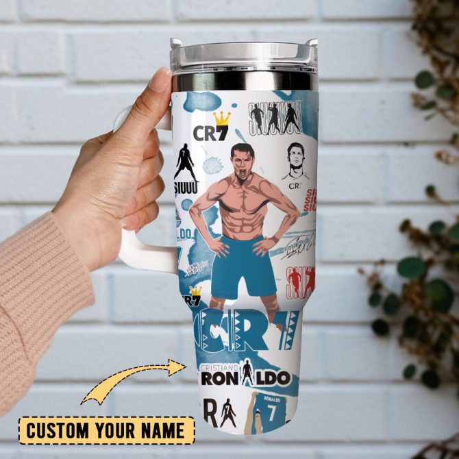 Cr7 Ronaldo Soccer Custom Stanley Quencher 40Oz Stainless Steel Tumbler With Handle - Image 5