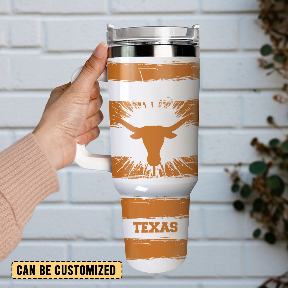 Texas Longhorns Football Ncaa Sport Custom Stanley Quencher 40Oz Stainless Steel Tumbler With Handle - Image 2
