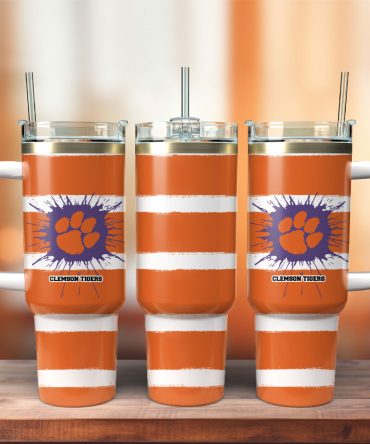Clemson Tiger Football Team Ncca Custom Stanley Quencher 40Oz Stainless Steel Tumbler With Handle