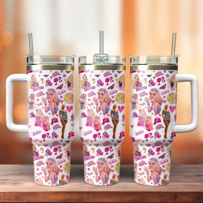 Barbie Fashion Doll Toy Custom Stanley Quencher 40Oz Stainless Steel Tumbler With Handle