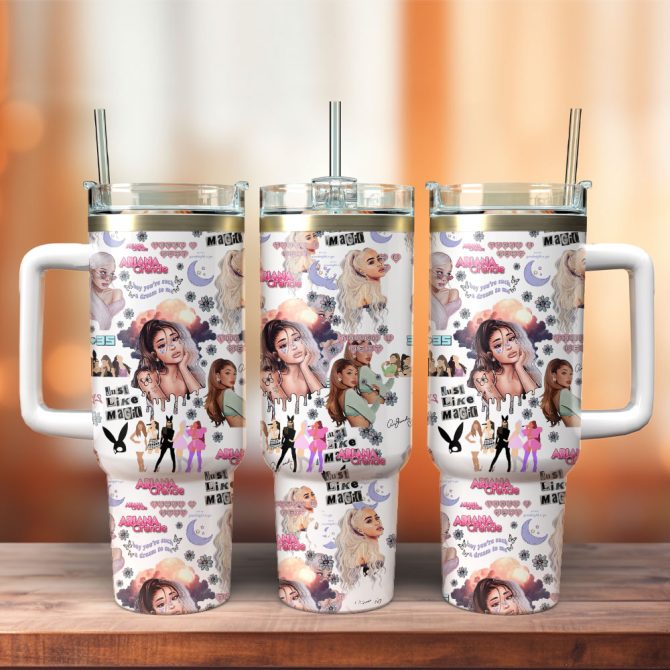 Ariana Grande Singer Custom Stanley Quencher 40Oz Stainless Steel Tumbler With Handle