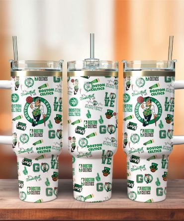 Boston Celtics Basketball Team Nba Custom Stanley Quencher 40Oz Stainless Steel Tumbler With Handle