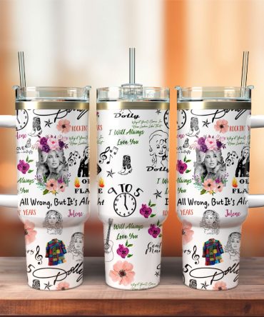 Dolly Parton Singer Song Writer Flowers Custom Stanley Quencher 40Oz Stainless Steel Tumbler With Handle