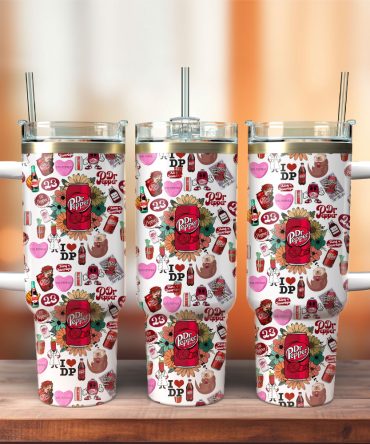 Dr Pepper Soft Drink Custom Stanley Quencher 40Oz Stainless Steel Tumbler With Handle