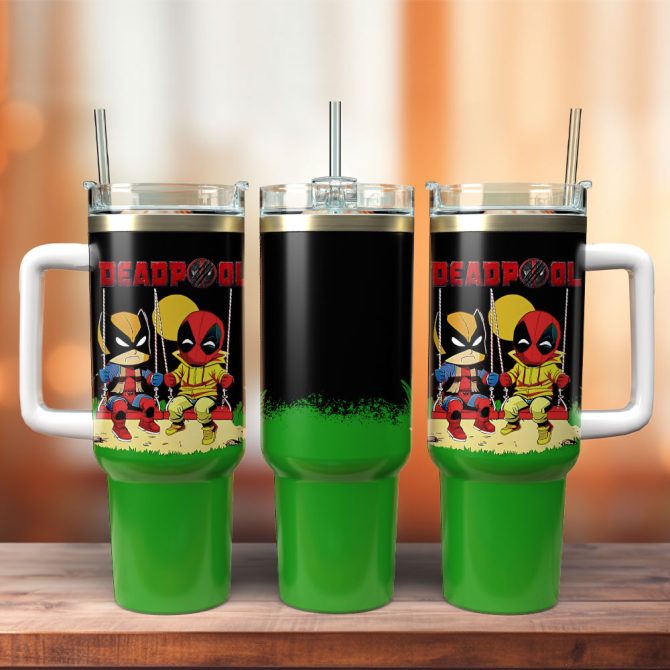 Deadpool Superhero Marvel Custom Stanley Quencher 40Oz Stainless Steel Tumbler With Handle