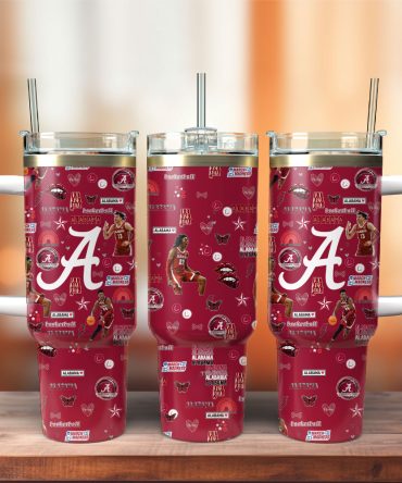 Alabama Crimson Tide Football Ncaa Custom Stanley Quencher 40Oz Stainless Steel Tumbler With Handle