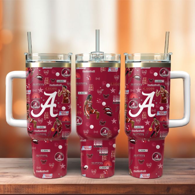 Alabama Crimson Tide Football Ncaa Custom Stanley Quencher 40Oz Stainless Steel Tumbler With Handle