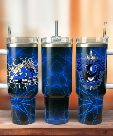 Blue Superman Power Rangers Film Custom Stanley Quencher 40Oz Stainless Steel Tumbler With Handle