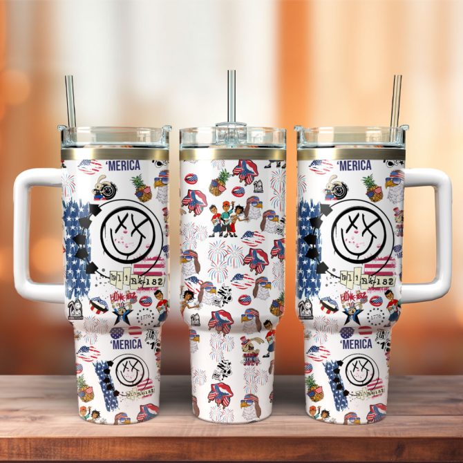 Blink 182 Rock Band Custom Stanley Quencher 40Oz Stainless Steel Tumbler With Handle